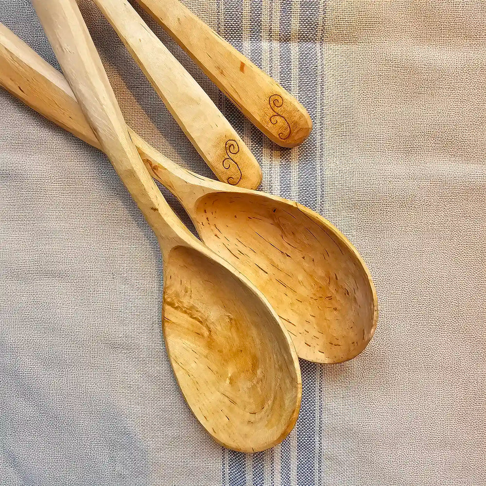 Handmade Birch Wood Serving Spoon (Large) - Na'vi Organics