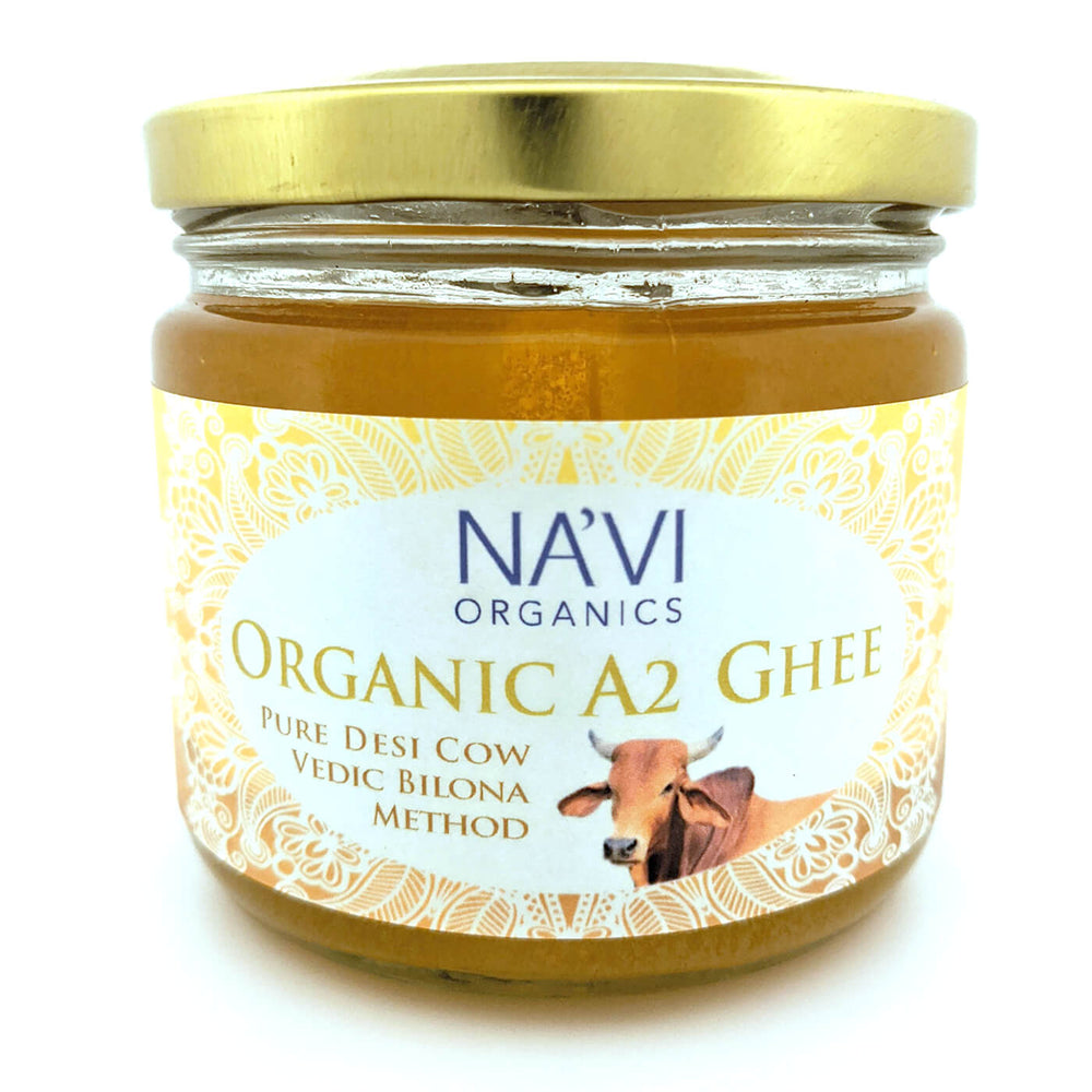 A2 Desi Gir Cow Cultured Ghee - Vedic Bilona HOMA Organic Farmed - 300ml - Na'vi Organics